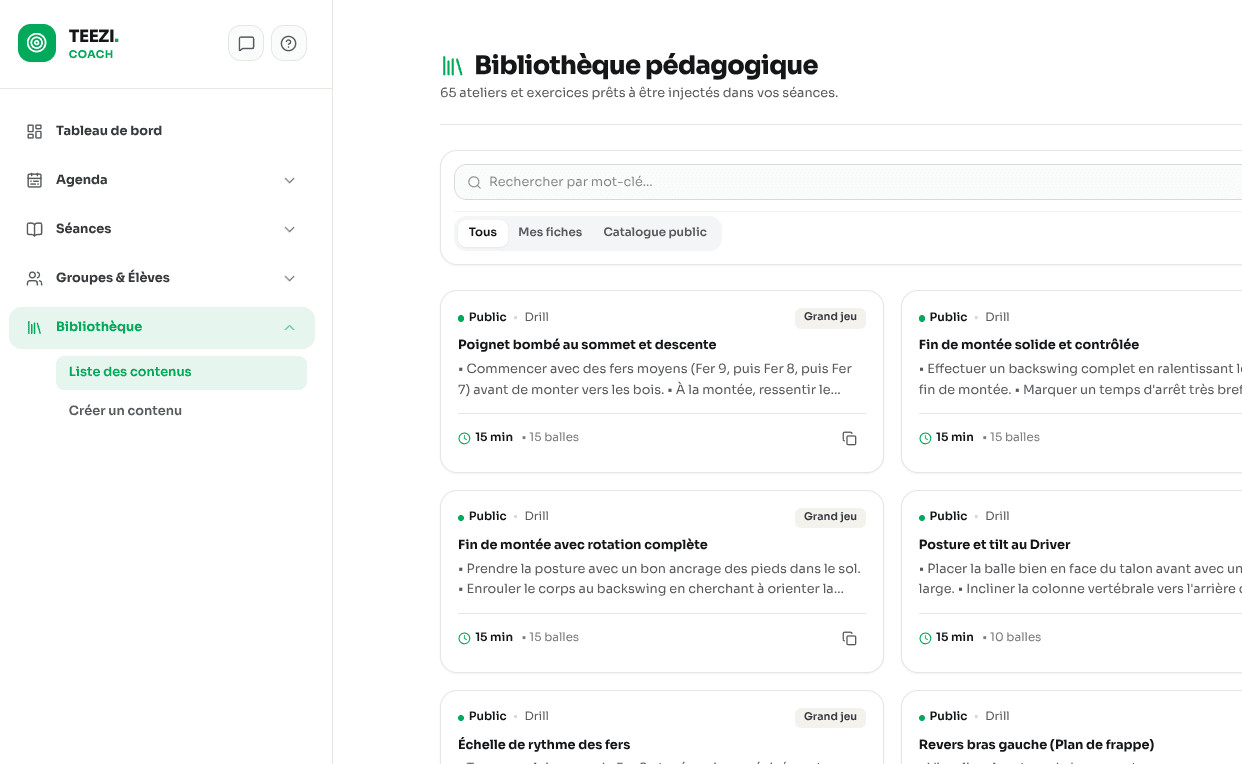 Bibliothèque de drills TEEZI